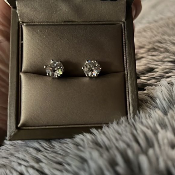 Jewelry - ‼️Certified‼️4ct. t.w.Diamond Moissanite Round Stud Earrings w/GRA Certificate